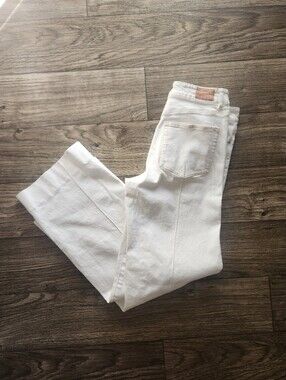 Paige Sasha Wide Leg Denim Jeans Size 30 Toasted Ecru